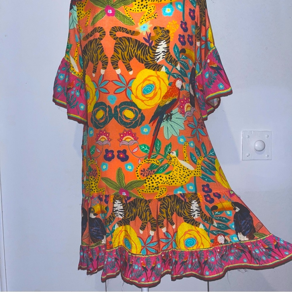 Sohana Button Front Short Sleeve Dress Tropical Print - Picture 10 of 13